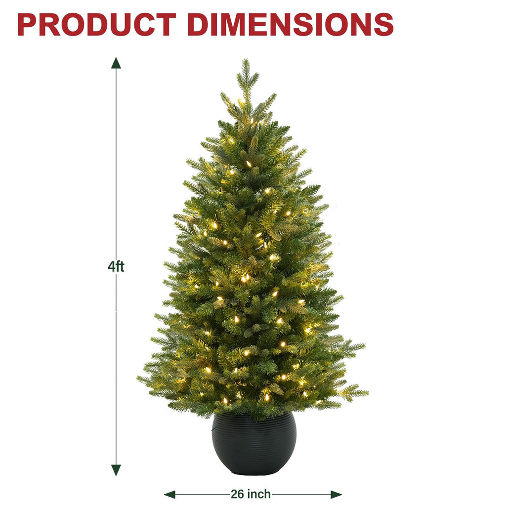 4 ft Potted Christmas Tree with 110 Warm White LEDs