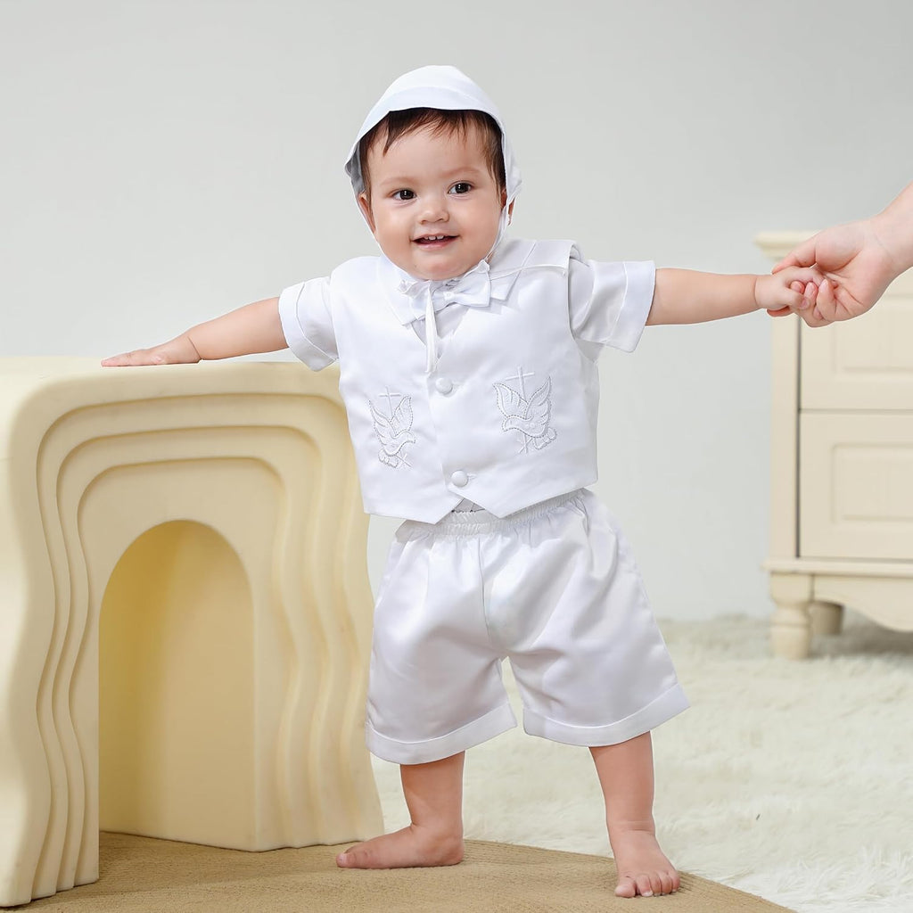 Infant Baby Boys Christening Satin Suit Set