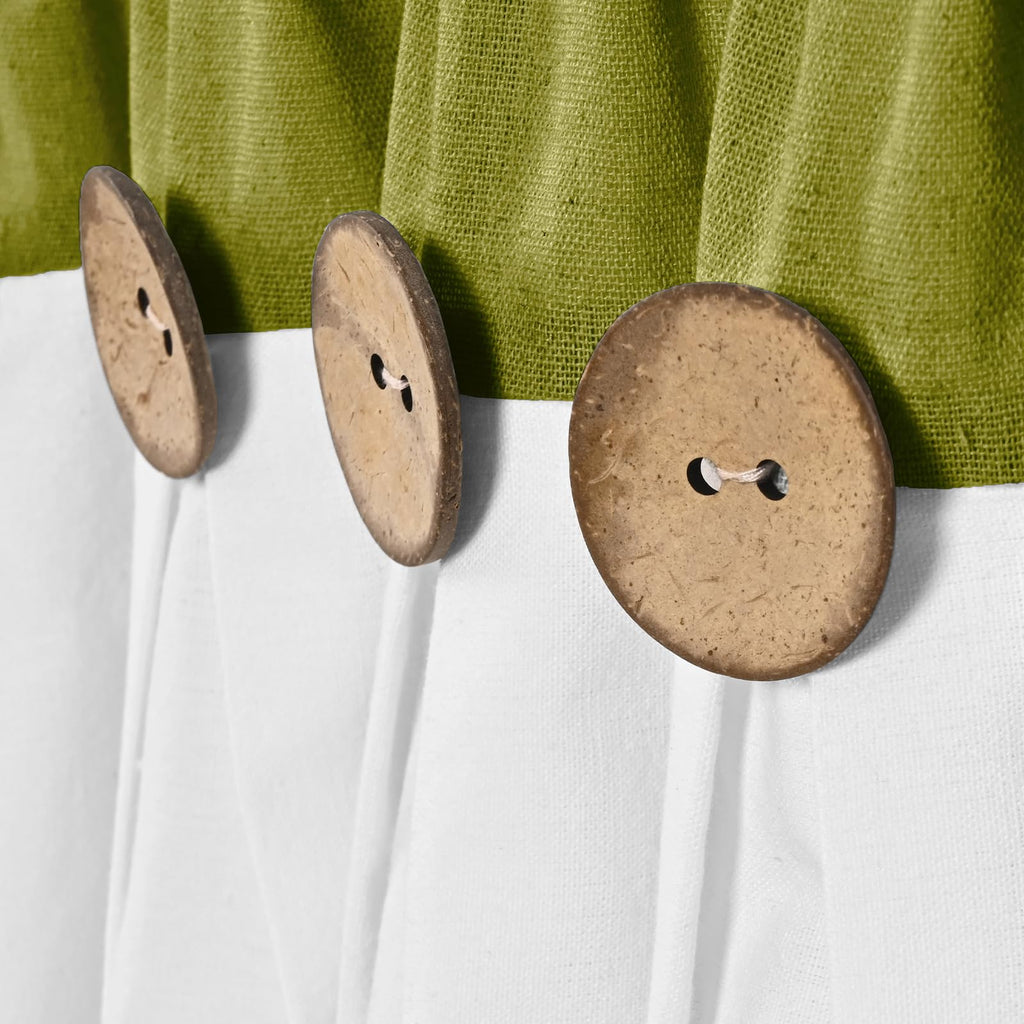 Farmhouse Valance Curtains 52x18, Cotton Linen, Fresh Green & White