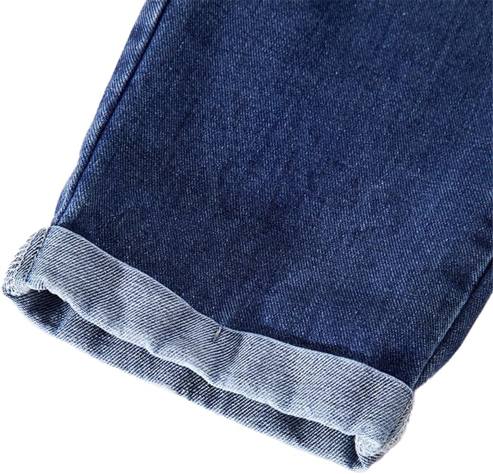 Tween Boys' Jeans Slim Fit Tapered Leg Pull On Kids Elastic Waistband Denim Pants with Pockets