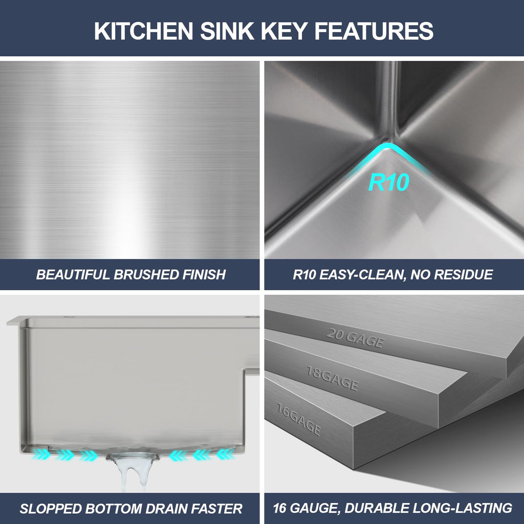 33 Inch 50/50 Drop In Double Bowl Kitchen Sink