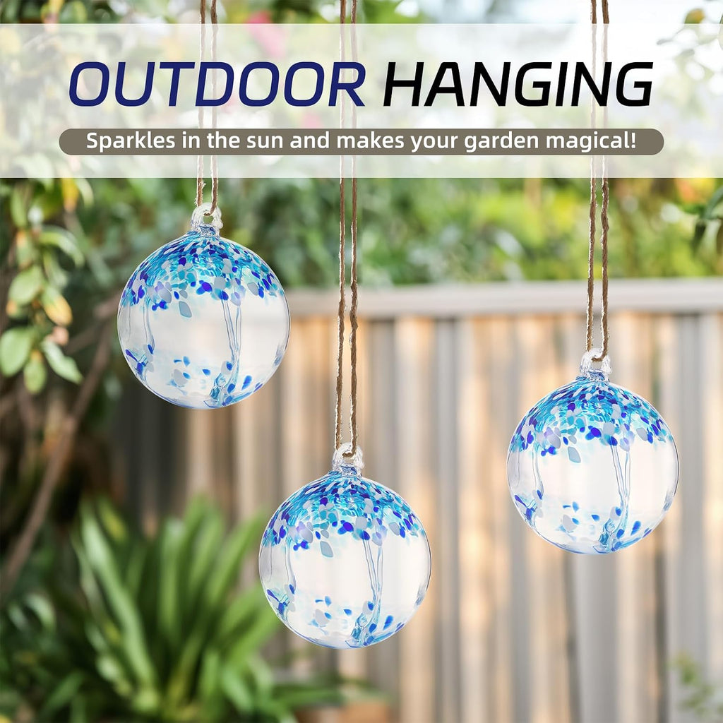 6" Hanging Glass Garden Gazing Ball Hand Blown Glass Witch Ball Christmas Ornament Friendship Balls for Outdoor