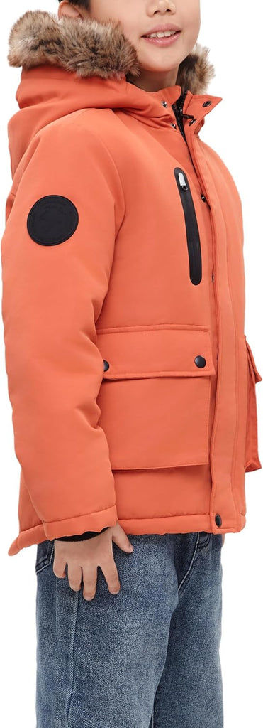 Boys' Warm Parka Jacket Sherpa Fleece Lined Winter Snow Coat