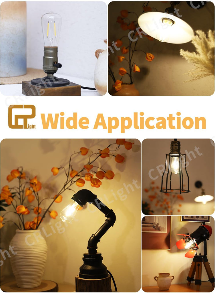2W Dimmable LED Edison Bulb ST14 E26 3000K Soft White, 8 Pack