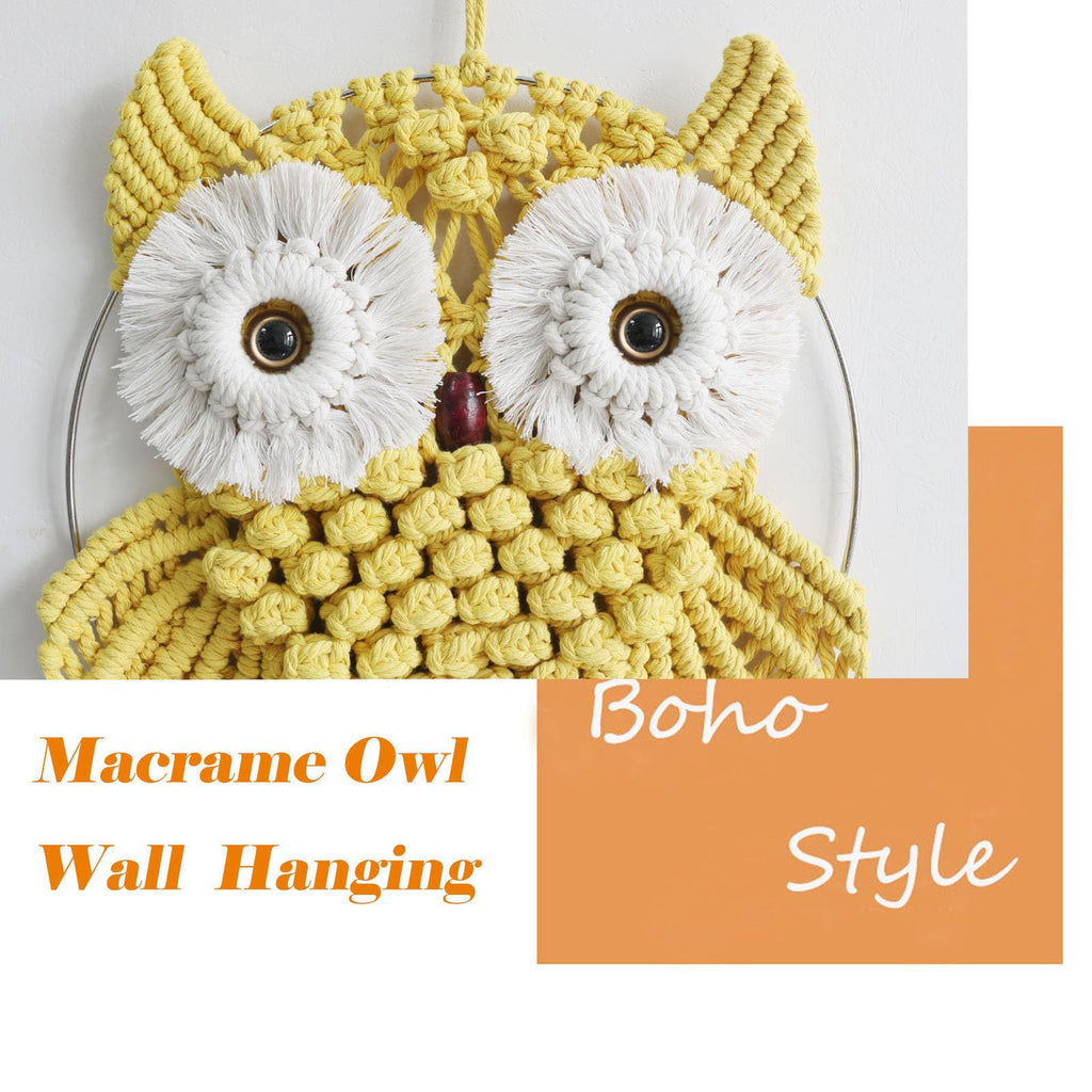 Owl Macrame Wall Hanging-Hand Woven Boho Tapestry-Macrame Wall Decor