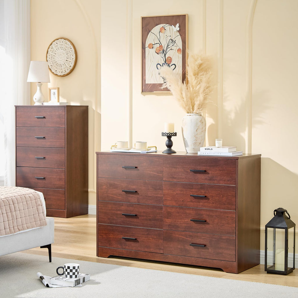 Cherry Wood Dresser, 8 Drawer