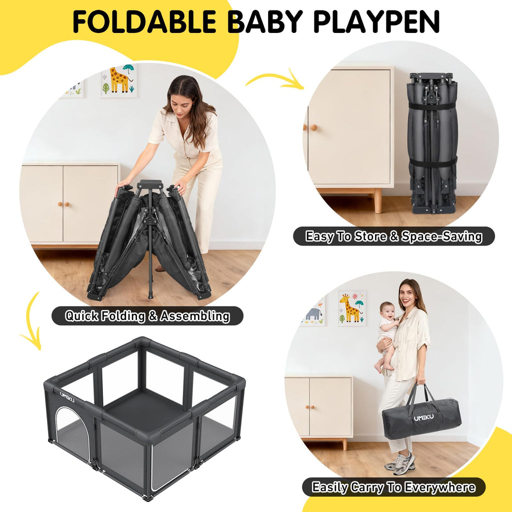 Playpen Play Pen Foldable Playpen for Babies and Toddler 2 Entry 50X50