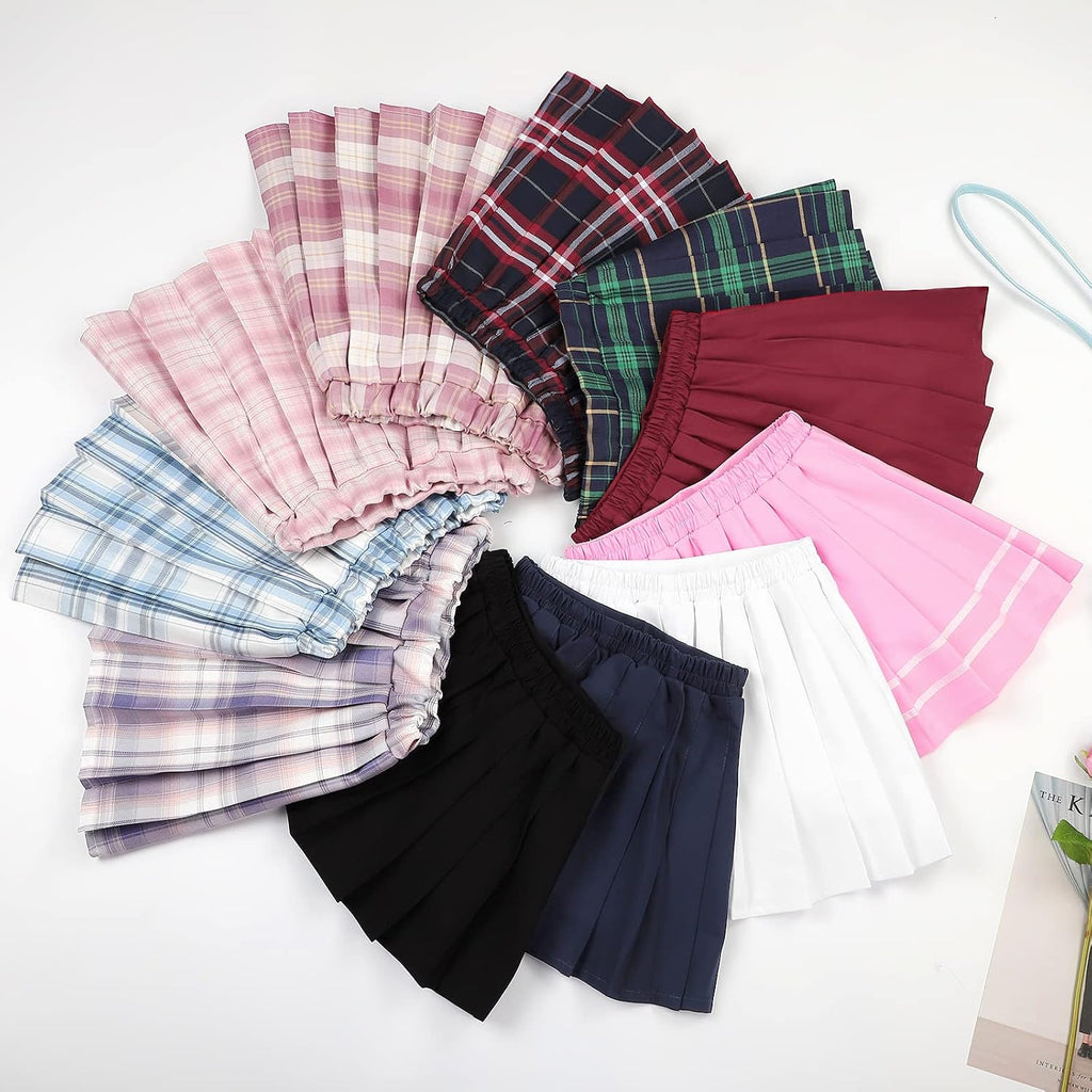 Girls Pleated Mini Skirt High Waist Tennis School Uniform Skirts