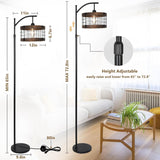 Arc Floor Lamp with Remote & Dimmable LED Bulb, Vintage Wood Floor Lamps
