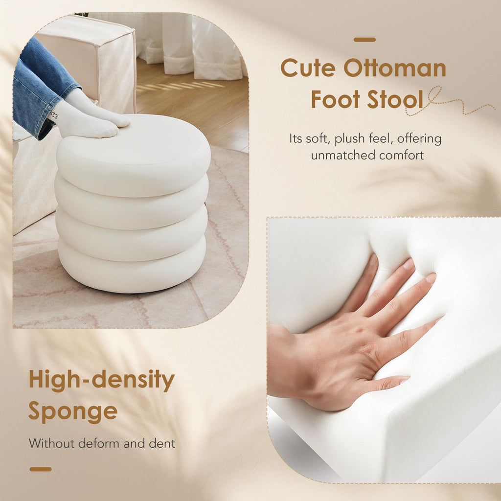 19.5" Storage Ottoman Round, Vanity Stools Ottoman for Console Table, Ottoman Stool for Girls Women, Foot Stool