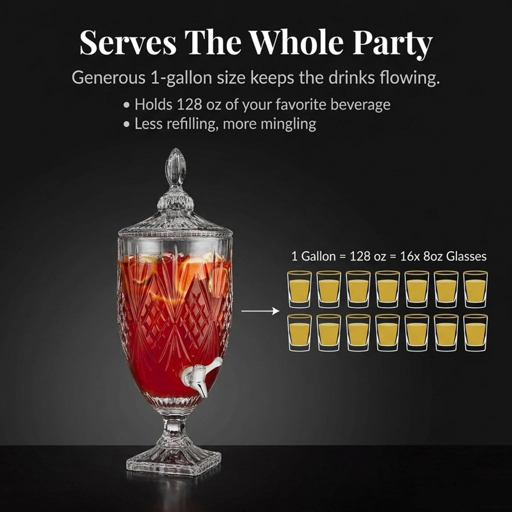 Iced Beverage Dispenser, Dublin Crystal Collection - 1 Gallon