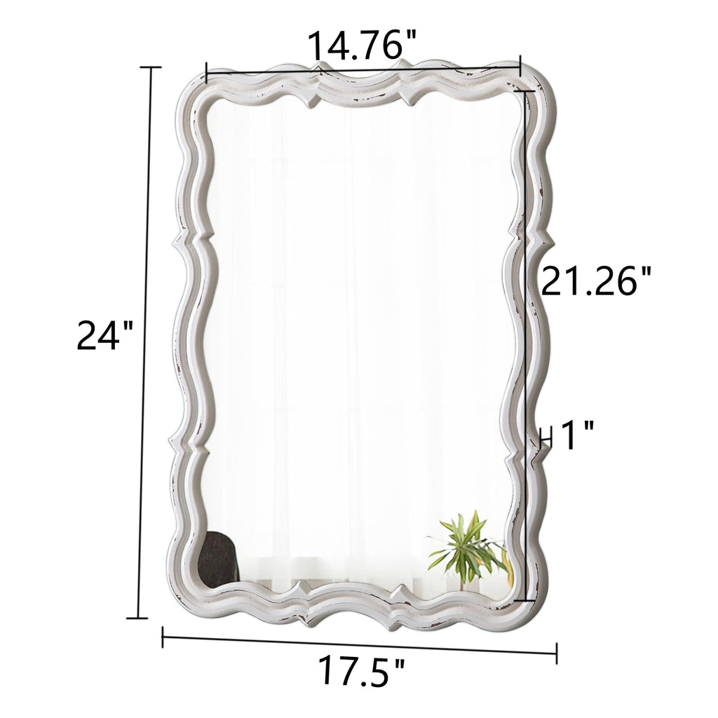 Rustic Scalloped Wall Mirror Decorative 24 X 18 Inch