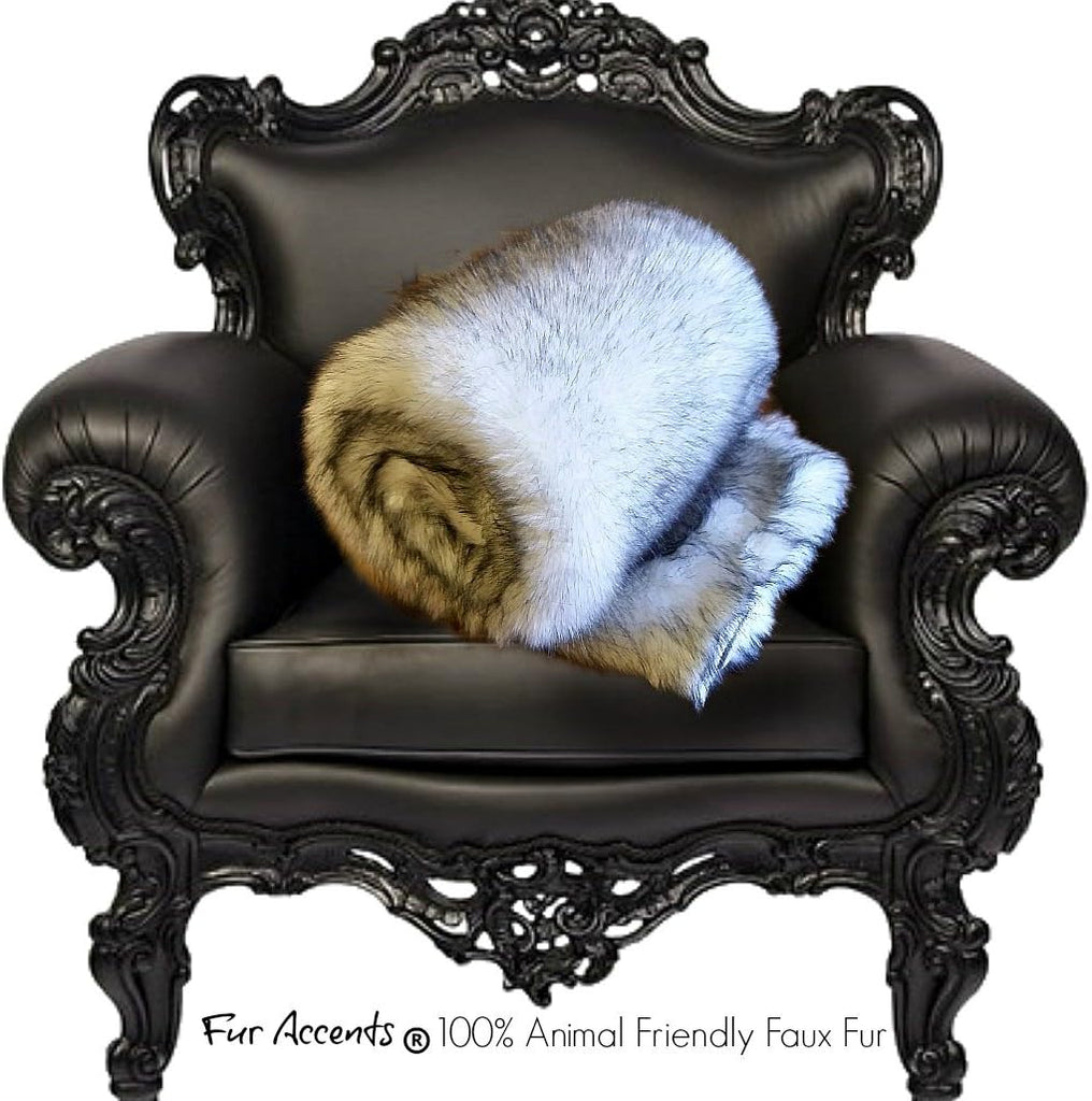 Arctic Fox Throw Blanket, White with Black Tips, Luxury Faux Fur, Bedspread, Comforter, Coverlet, Duvet, Luxury Fur