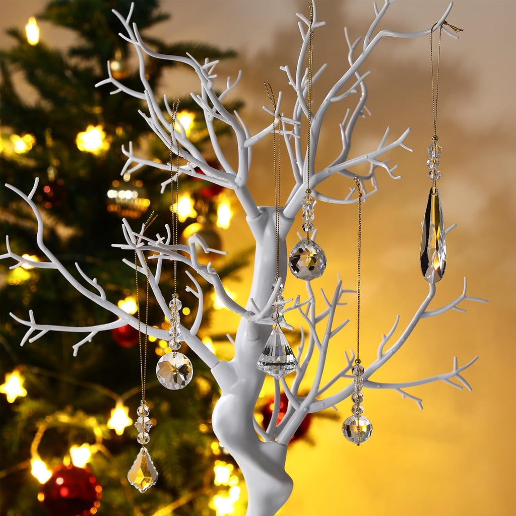 24 Pcs Crystal Christmas Ornaments Hanging,Clear