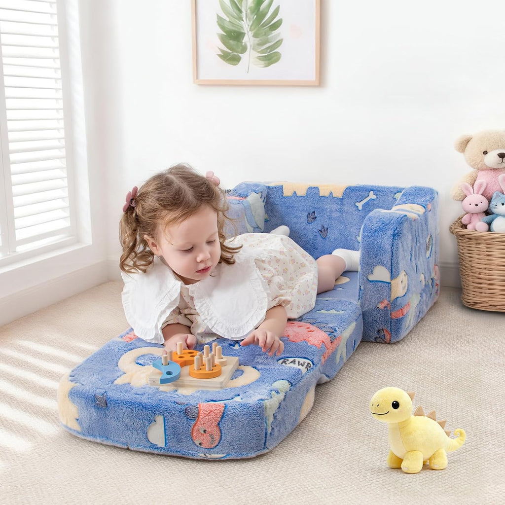 Thick Comfy Kids Chair and Couch,Foldable Plush Sofa with Pocket