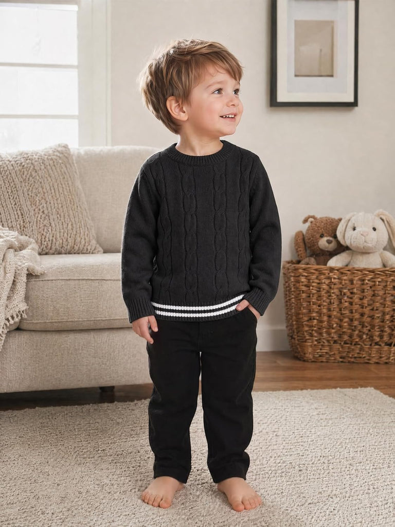 Toddler Baby Boy Cable Knit Sweater Long Sleeve Pullover Tops