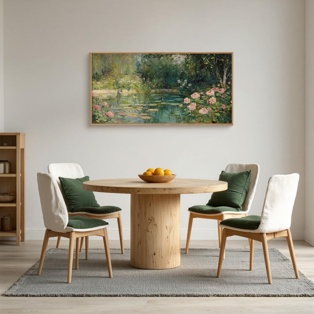Monet Floral Framed Canvas Wall Art Set, Impressionist Botanical Garden Wall Decor, Vintage Ponds Tree Plant Artwork