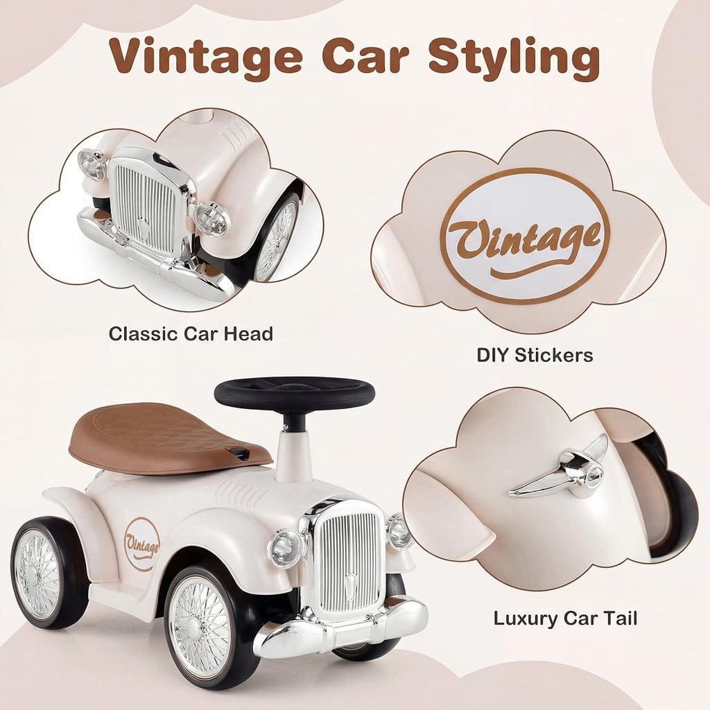 Ride On Push Car, Outdoor Toddler Riding Toys w/Steering Wheel, Horn & Storage, Foot-to-Floor Sliding Car, No