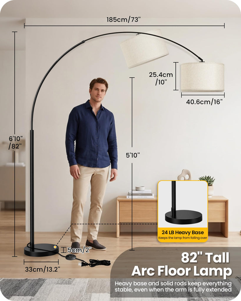 82" Tall Dimmable Arc Floor Lamp, Extra Large Arched lamp