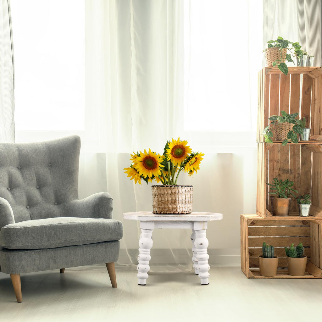 2 Pack Wooden Foot Stool Vintage Farmhouse Small Plant Stand