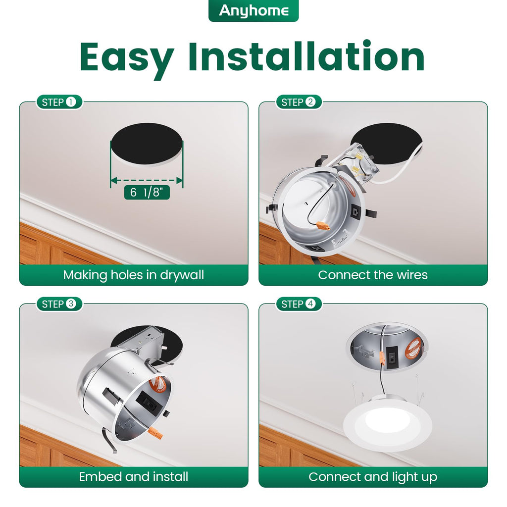 6 Inch Remodel Recessed Light Housing,Can Light Housing 12 Pack