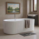 59'' Freestanding Bathtub, Deep Acrylic Soaking Tub with Non-Slip Base, cUPC Certified Modern Free Standing Tub