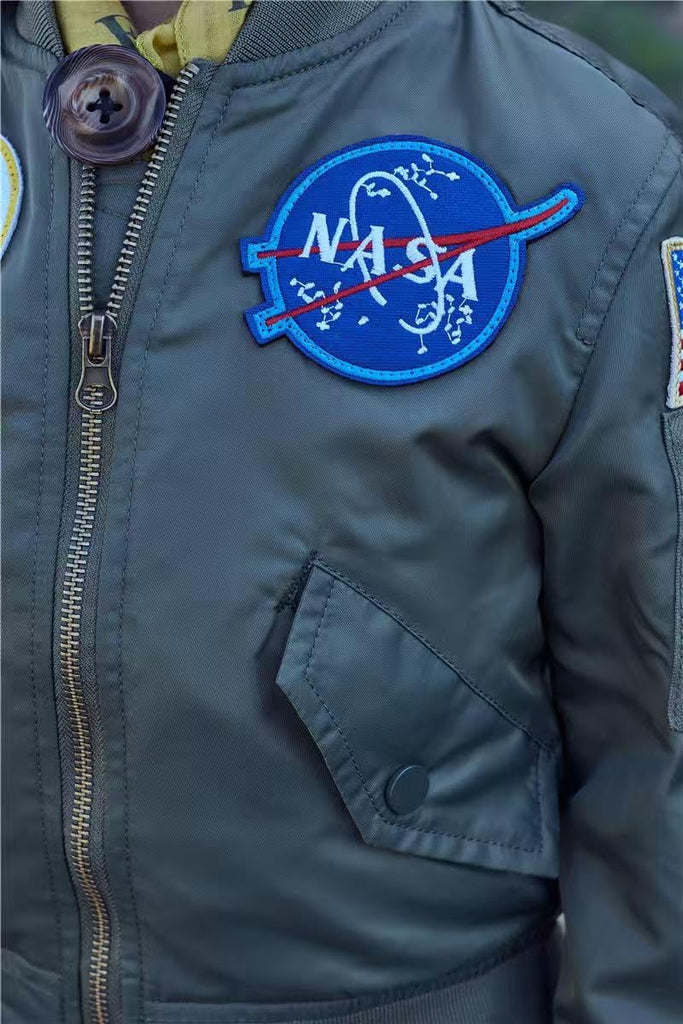 Youth NASA MA-1 Flight Light Weight Jacket Military Coat for Kids Boys
