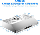 30 Inch Stainless Steel Under Cabinet Range Hood 900 CFM 3 Speed Gesture & Touch Control, LED Lights, Baffle Filters, Convertible Ducted/Ductless
