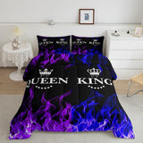 Feelyou King and Queen Crown Comforter Set Modern Chic Bedding Set King Duvet Insert All Season Sets for Couples 3