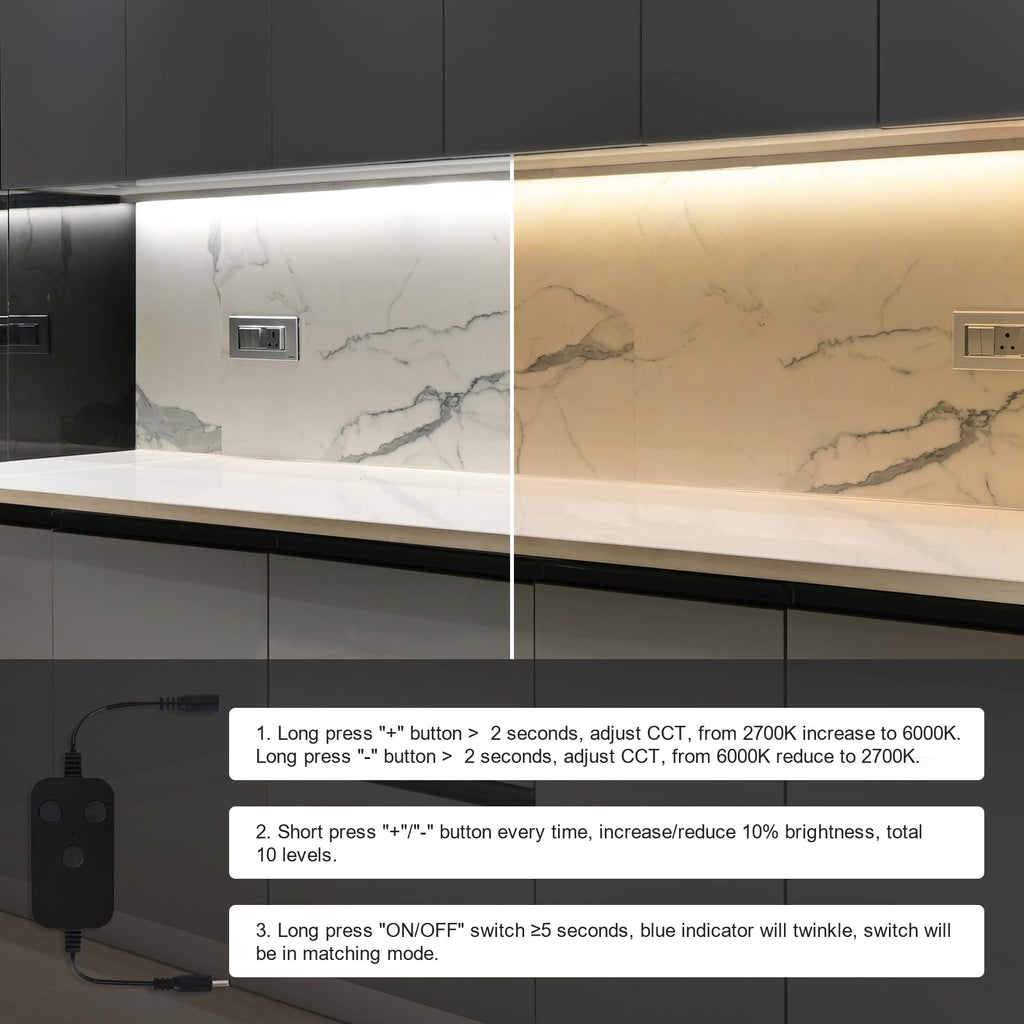 6pack 12inch Dimmable LED Under Cabinet Light Kit, 2700K to 6000K Smart LED Under Counter Lighting Fixture