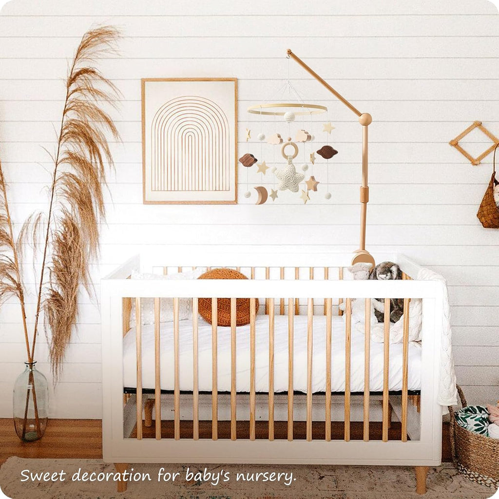 Baby Mobile Crib,Baby Mobile for Crib Nursery Wooden Mobile for Girl or Boy Gender Neutral Mobile, Star, Cloud, Moon
