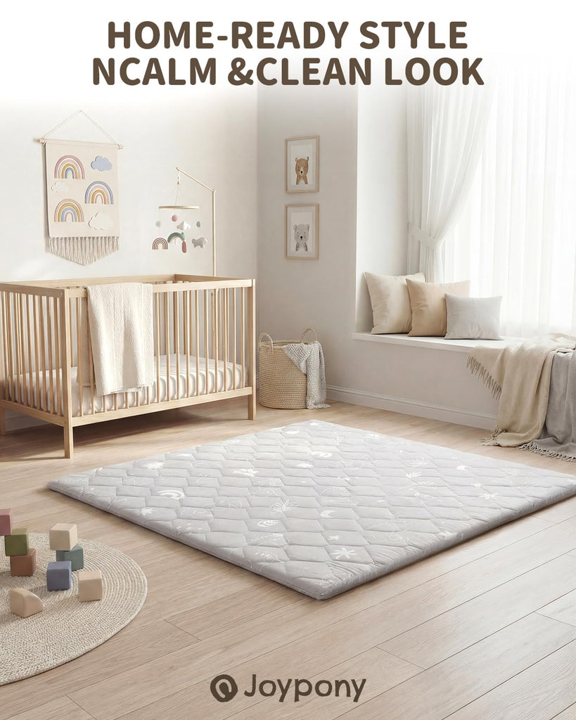 Baby Play Mat for Floor 59×71in, Quilted 1.6in Extra Thick Crawling Mat for Toddlers, Non-Slip Kids Play Mat