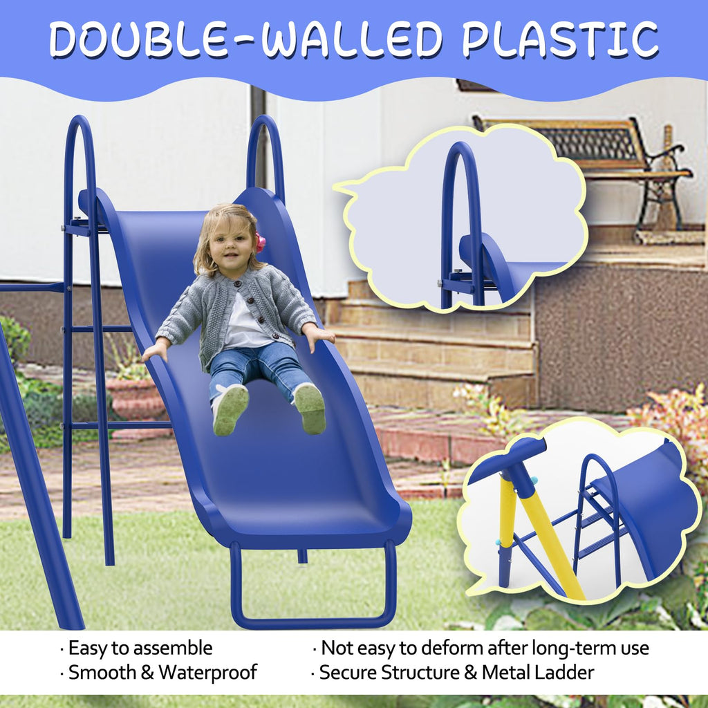 5-in-1 Kids Swing Sets for Backyard with Slide