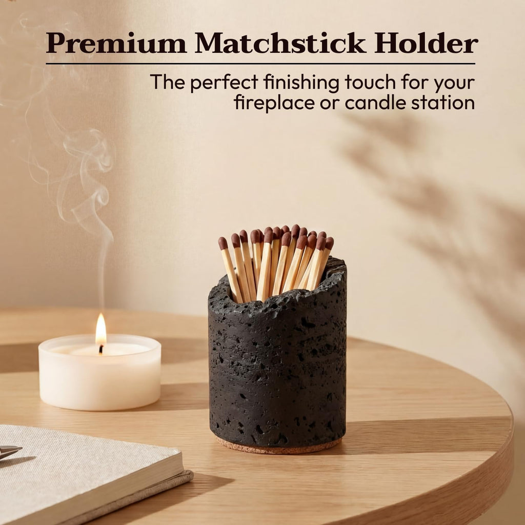 Ceramic Match Holder with Striker - Handmade Match Box - Matches in a Jar Candle - Modern Bathroom & Home - Set of 2