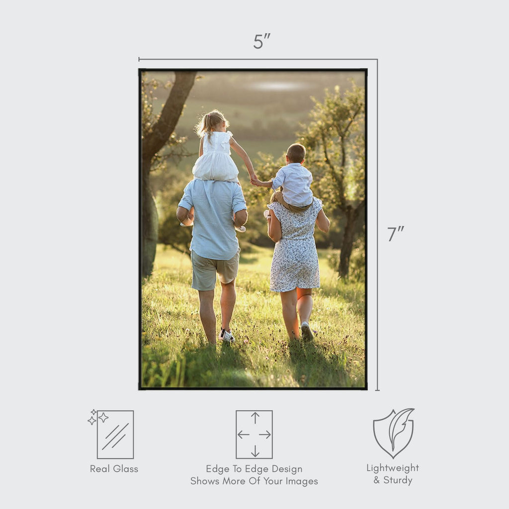 5x7 Picture Frame Set - Front Loading 5 x 7 Frames - Display for Wall Artwork, Accent Piece, Photographs - Minimalist
