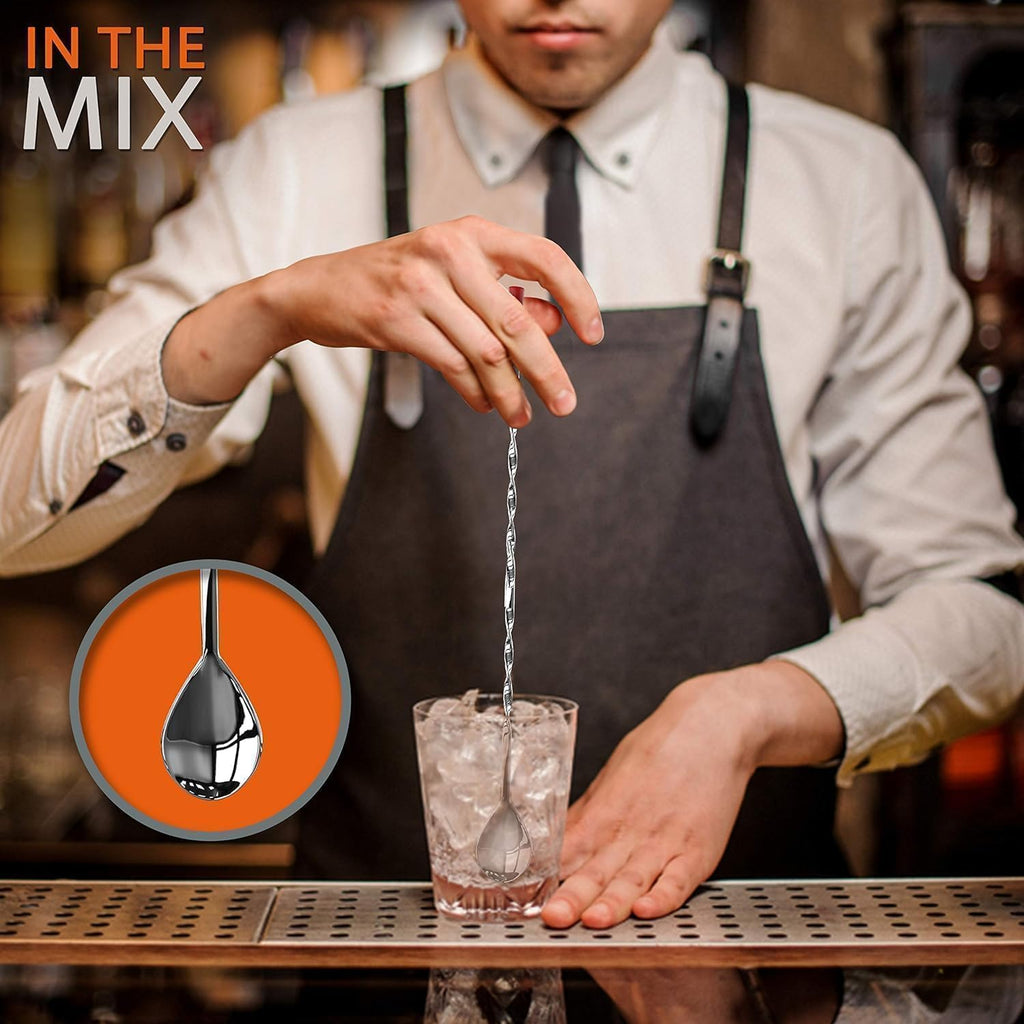 Mixology Bartender Cocktail Shaker Set - Includes 15 & 30 oz Stainless Steel Shakers, 6 Bottle Pourers & More