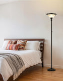 Torchiere Floor Lamps, 71" Tall Standing Lamp with Thick Glass Shade, Metal Pole & Heavy Base