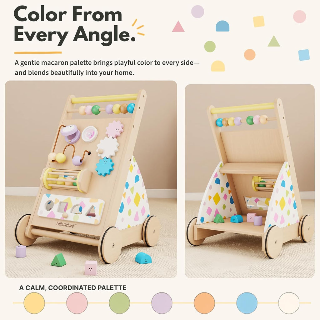 Wooden Baby Walker, Montessori Push Walker Toy for Toddlers 1 Year Old