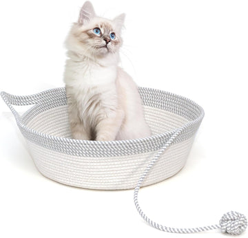 Cat Bed, Cotton Rope Instinct Basket for Cats, Handwoven Cat Beds