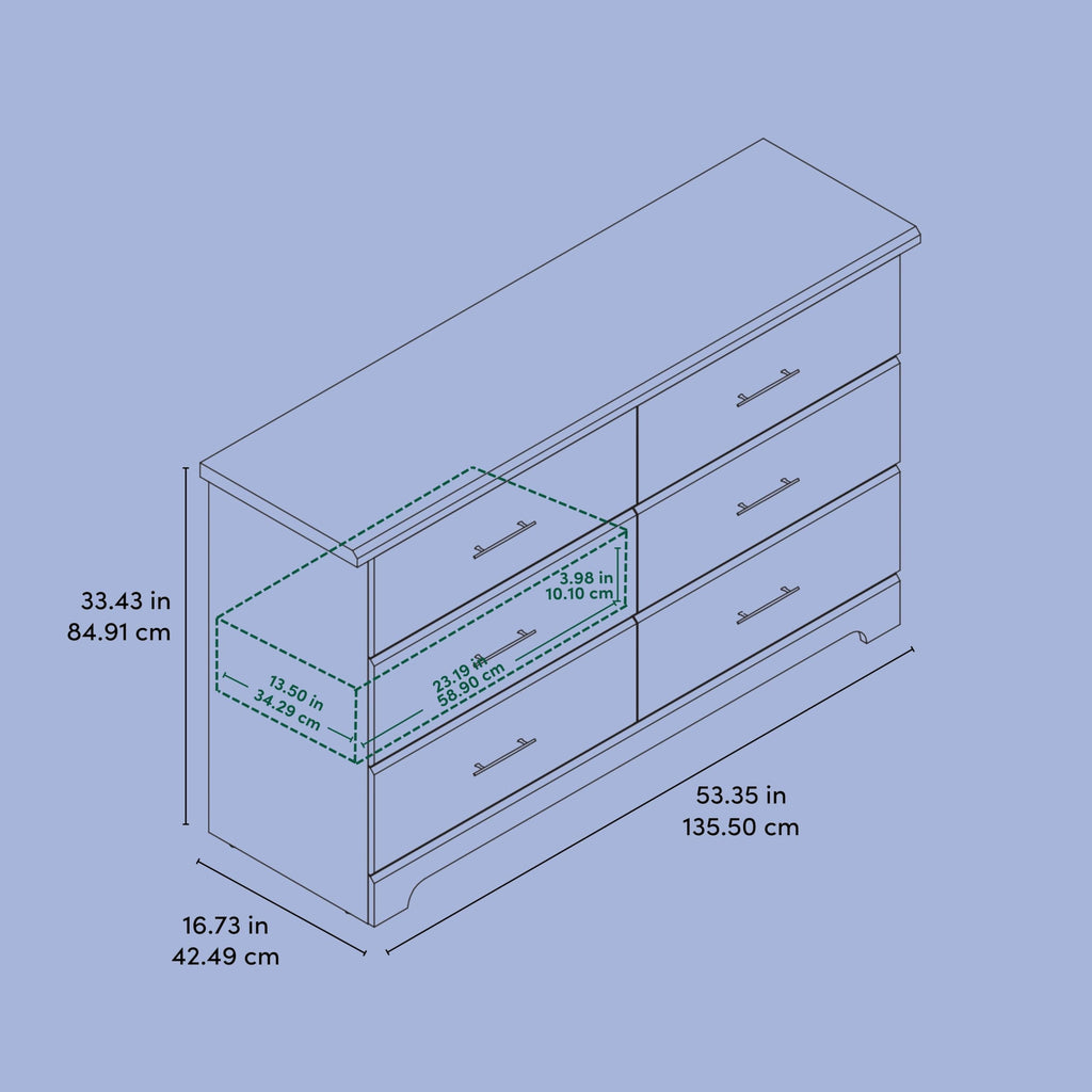 Brookside 6 Drawer Dresser, Driftwood