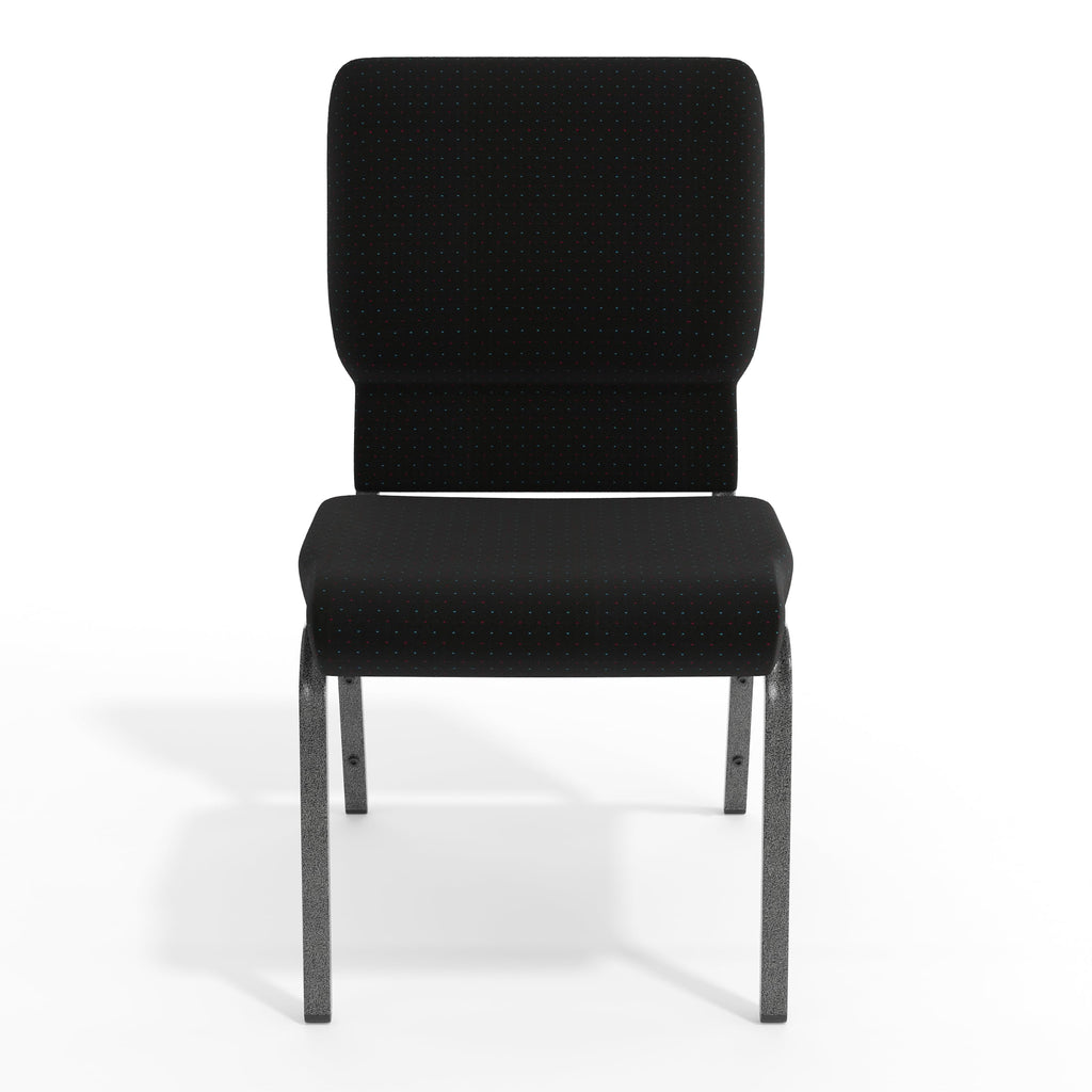 Black Patterned 18.5" W Stacking Church Chair, 4-Pack
