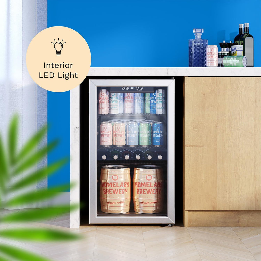 Beverage Refrigerator and Cooler - Mini Fridge with Glass Door for Soda Beer or 