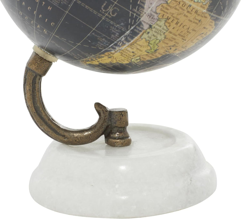 Modern Plastic Globe with Marble Base, 5" x 5" x 8", Black