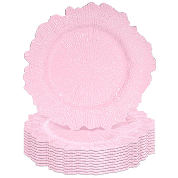 Pink Charger Plates Bulk 10Pcs - 13" Elegant Pink Chargers for Dinner Plates, Wedding & Event Decorative Charger