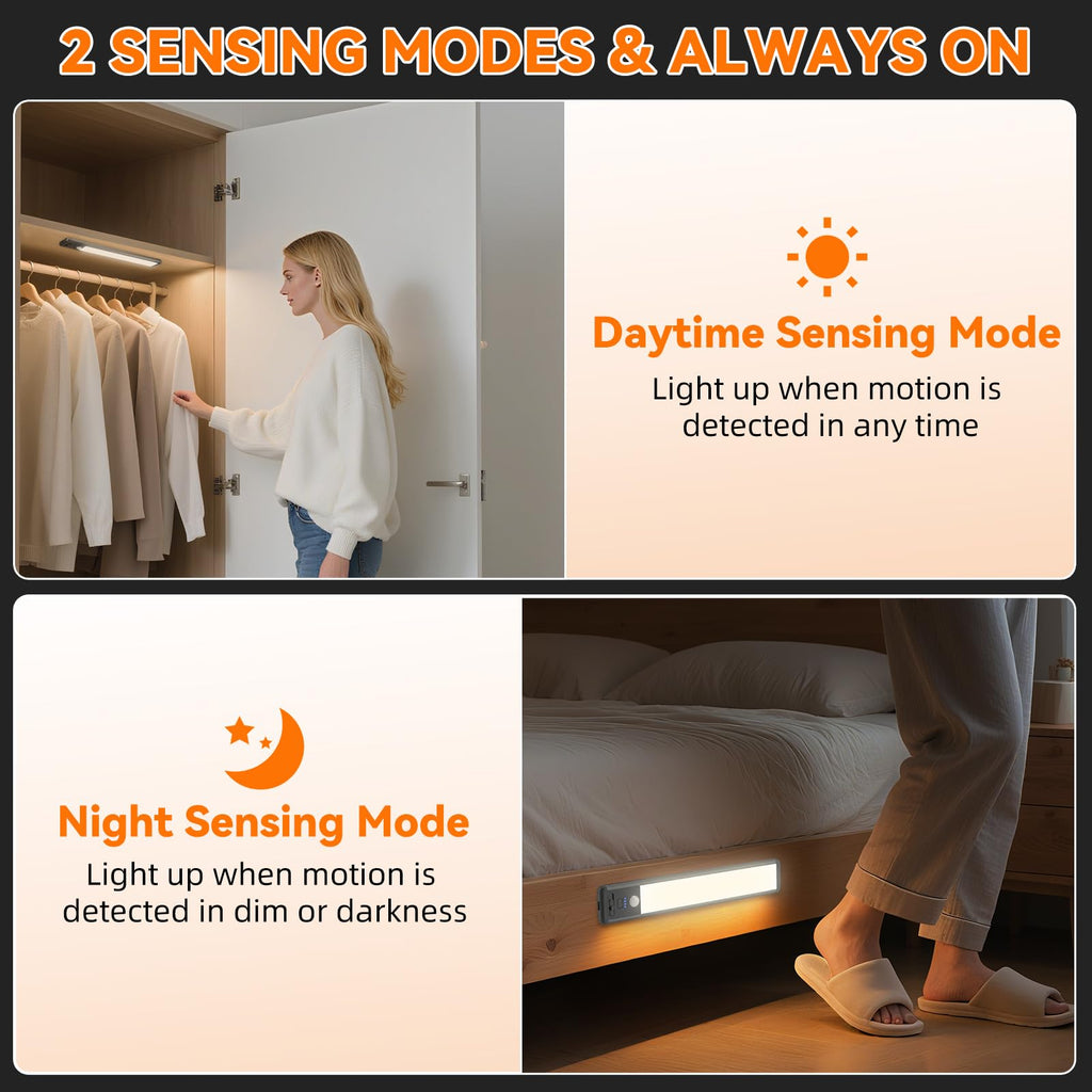 Under Cabinet Lighting Wireless, 10inch Motion Sensor Light, 3Pack-Black