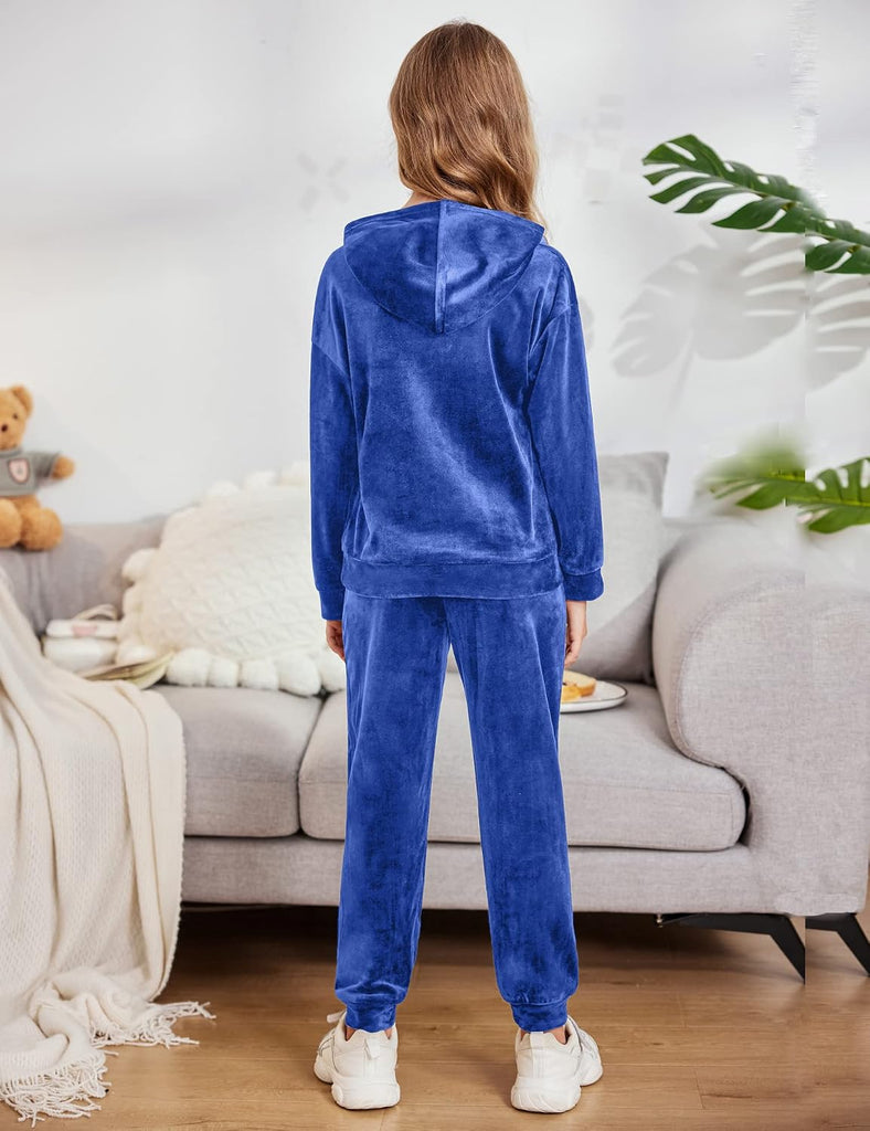 Girls Velour Tracksuits 2 Pieces Outfits Hoodies and Sweatpants