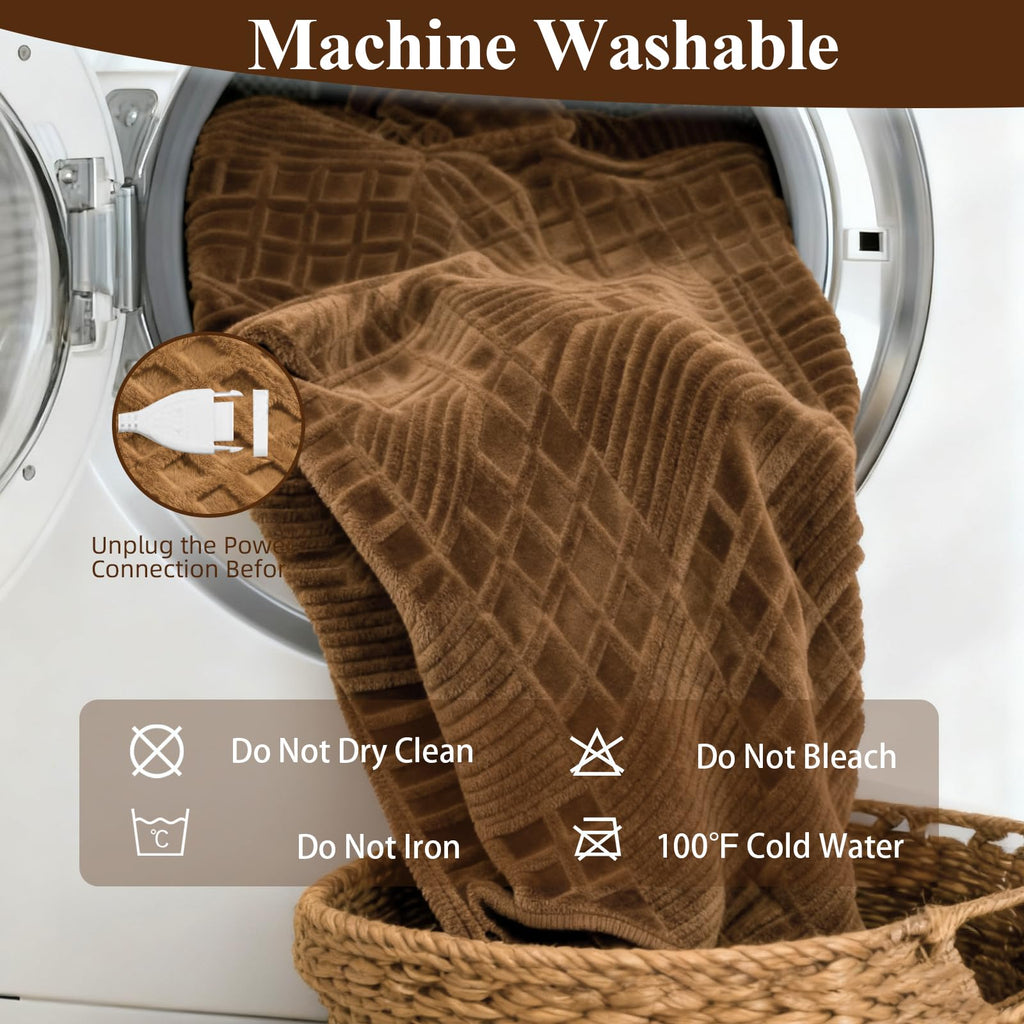 Heated Blanket Electric, Waffle Heating Blanket with 12 Heat Levels