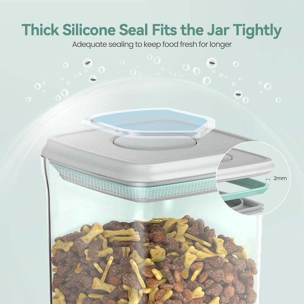 Dog-Cat POP Treat-Airtight jar-Container - 1.3 Qt/1.2 L and 2.2 Qt/2 L (2PC) | Stackable One-Touch Opening