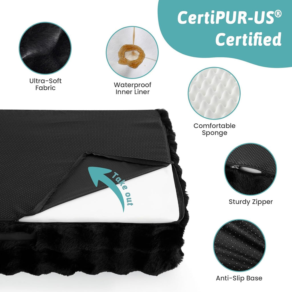 Warm Orthopedic Dog Bed for Large Dogs, 36x27 Inch, Black