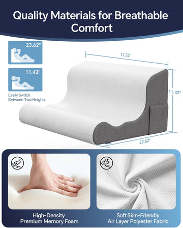 Wedge Pillow Headboard, Memory Foam Bed Wedge Pillow for Sleeping | Orthopedic Wedge Pillow with for After Surgery